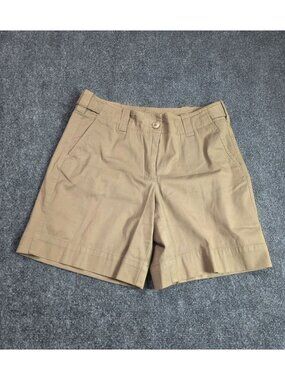Talbots Womens Khaki Stretch Cotton Blend Chino Shorts Size 4